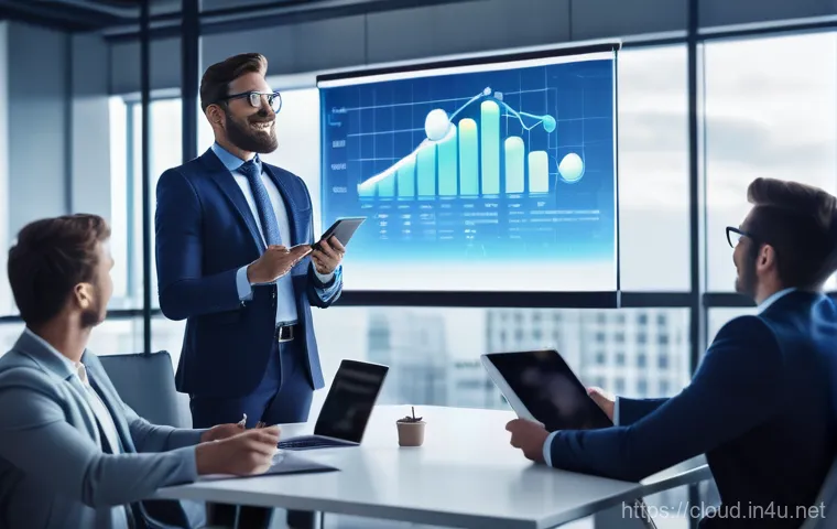 클라우드 서비스 제공업체 선택 기준 - **Prompt 1: Business Growth and Innovation through Cloud**
A diverse group of professionals in a...