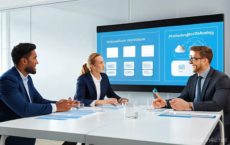 클라우드 서비스 제공업체 선택 기준 - **Prompt 2: Advanced Cloud Security**
    A futuristic, secure data center environment, depicted wit...