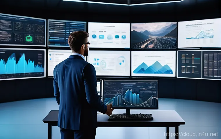 클라우드 컴퓨팅 관련 전문 서적 추천 - **Prompt:** A futuristic, bright workspace where a diverse group of young professionals (wearing sma...