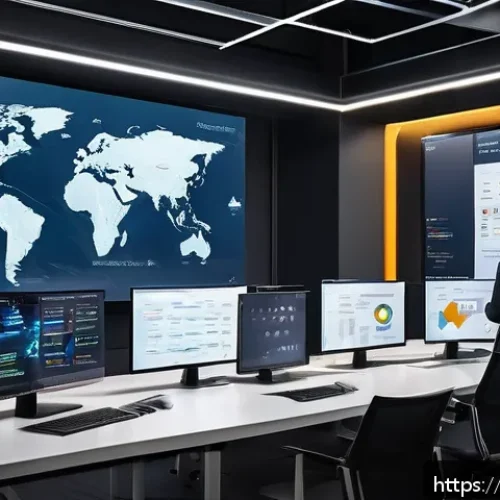 클라우드 서비스 간 데이터 이전 방법 - A detailed, modern office setting with diverse professionals collaborating on a large digital touchs...